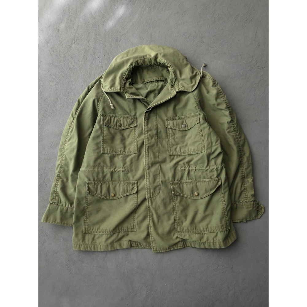 Vintage 1960s USAF Green OD Sateen Field Jacket US Air Force Military Vietnam M